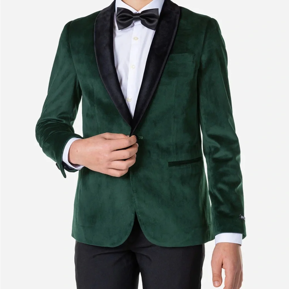 OppoSuits Rich Green Velvet Kids Dinner Jacket - Picture 4 of 4